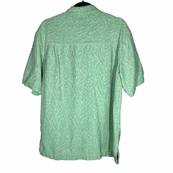 Caribbean Joe Shirt Short Sleeve‎ Hawaiian Washable Silk Men’s Green Size Large - Picture 2 of 4